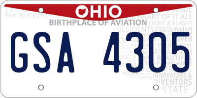 OH license plate GSA4305
