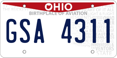 OH license plate GSA4311