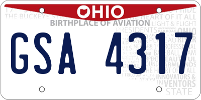 OH license plate GSA4317