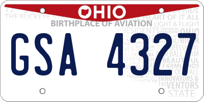 OH license plate GSA4327