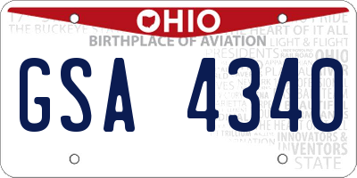 OH license plate GSA4340
