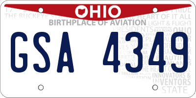 OH license plate GSA4349