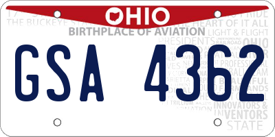 OH license plate GSA4362