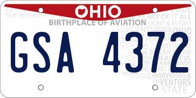 OH license plate GSA4372