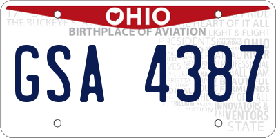 OH license plate GSA4387