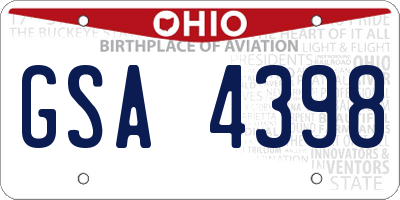 OH license plate GSA4398
