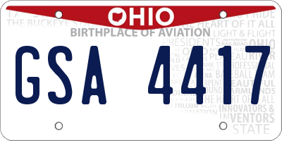 OH license plate GSA4417