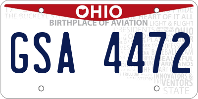 OH license plate GSA4472