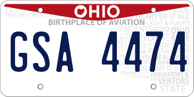 OH license plate GSA4474