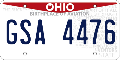 OH license plate GSA4476