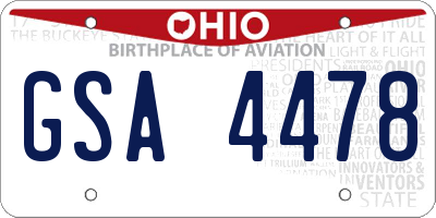 OH license plate GSA4478