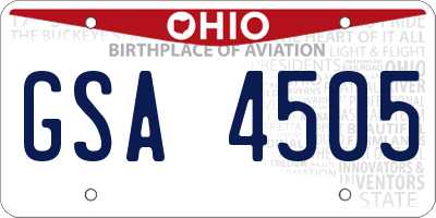 OH license plate GSA4505