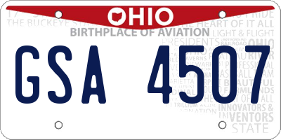 OH license plate GSA4507