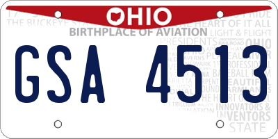 OH license plate GSA4513