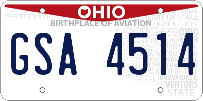 OH license plate GSA4514