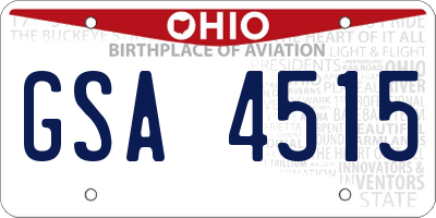 OH license plate GSA4515