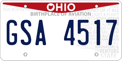 OH license plate GSA4517