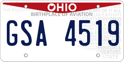 OH license plate GSA4519