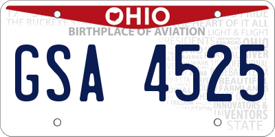 OH license plate GSA4525
