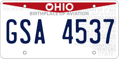 OH license plate GSA4537