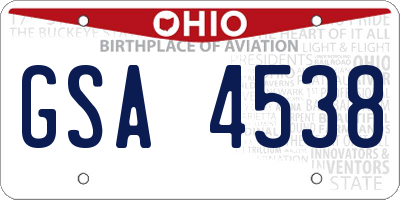 OH license plate GSA4538