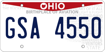 OH license plate GSA4550