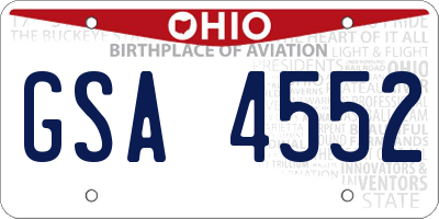 OH license plate GSA4552