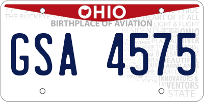 OH license plate GSA4575