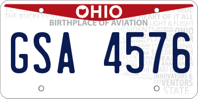 OH license plate GSA4576