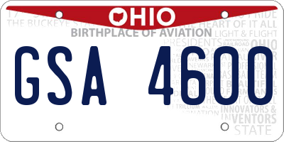 OH license plate GSA4600