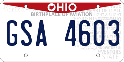 OH license plate GSA4603