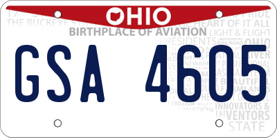 OH license plate GSA4605