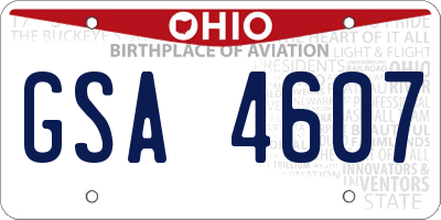 OH license plate GSA4607