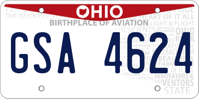 OH license plate GSA4624