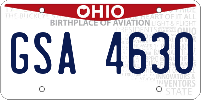 OH license plate GSA4630