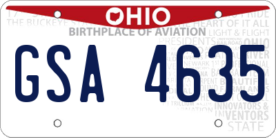 OH license plate GSA4635