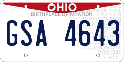 OH license plate GSA4643