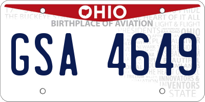 OH license plate GSA4649