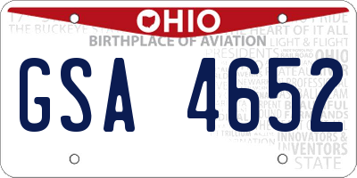 OH license plate GSA4652