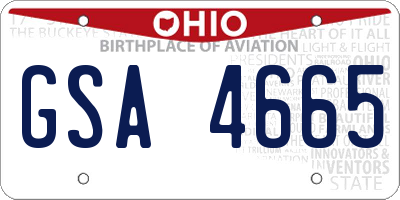 OH license plate GSA4665