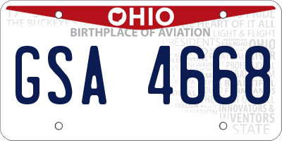 OH license plate GSA4668