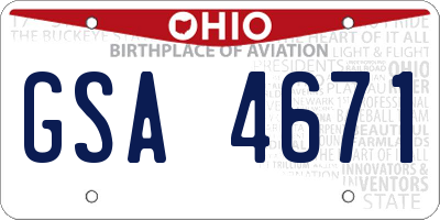 OH license plate GSA4671