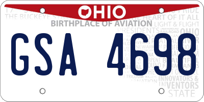 OH license plate GSA4698