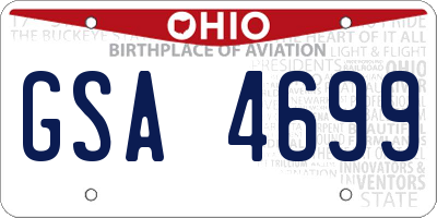 OH license plate GSA4699