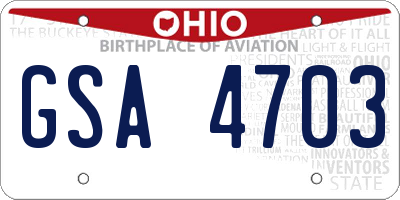 OH license plate GSA4703