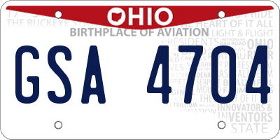 OH license plate GSA4704