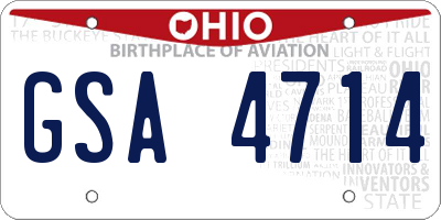 OH license plate GSA4714