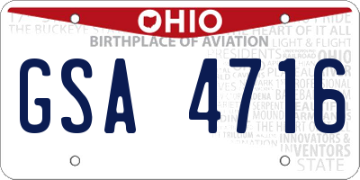 OH license plate GSA4716