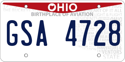 OH license plate GSA4728