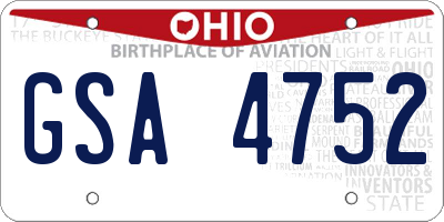 OH license plate GSA4752